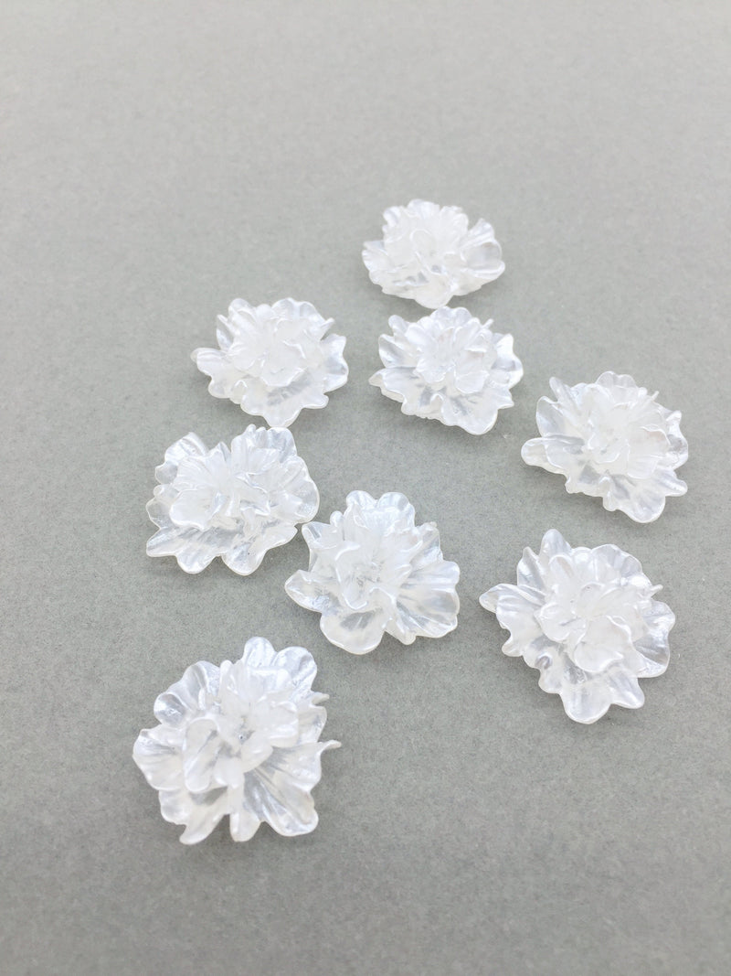 4 x Pearlised Acrylic Flower Cabochons, 25mm (3529)