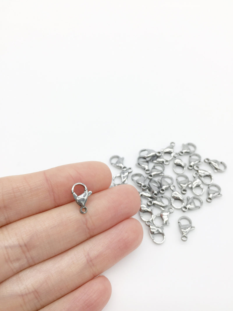 10 x 12x8mm Stainless Steel Lobster Clasps (SS004)