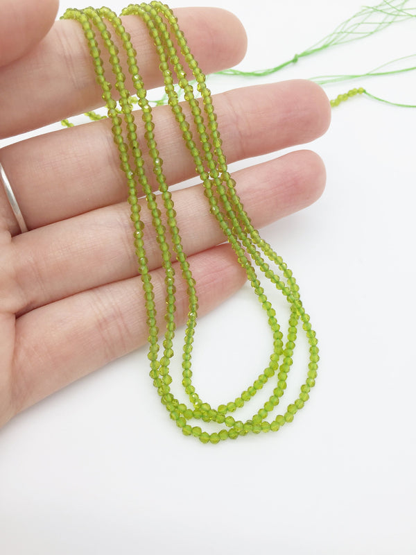 1 strand x 2mm Faceted Green Quartz Beads (2570)