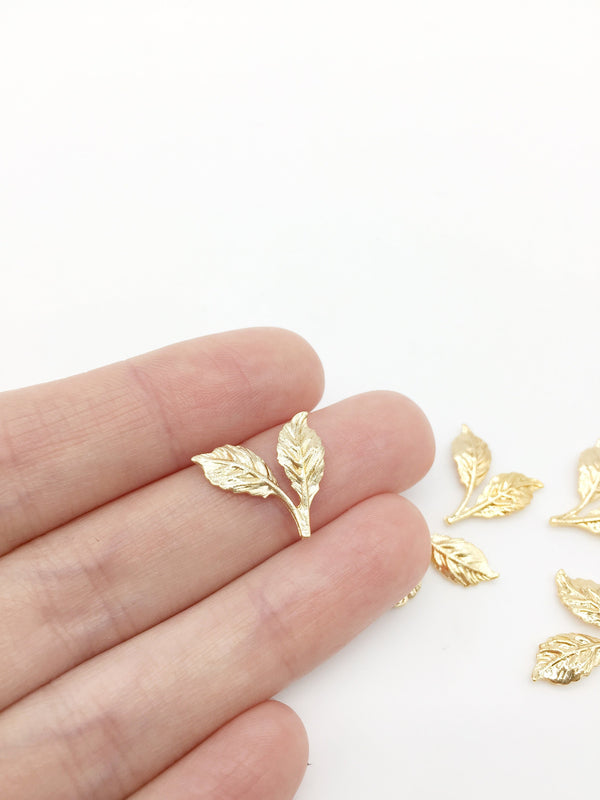 4 x Champagne Gold Metal Double Leaf Blanks, 17x17mm (3515)