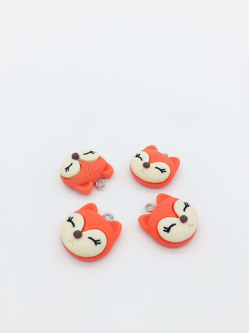 1 x Cute Fox Resin Charm, 20x18mm Fox Pendant (3364)