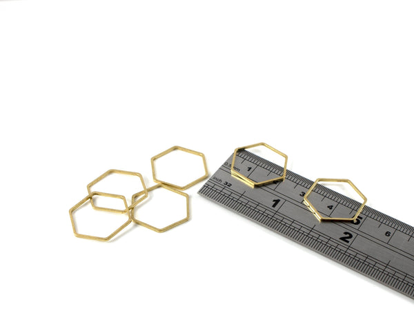 20 x Raw Brass Hexagon Connectors, 21x18mm (C0680)