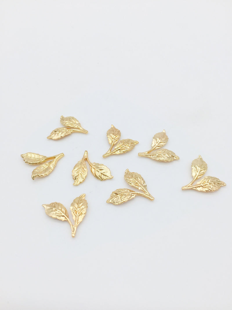 4 x Champagne Gold Metal Double Leaf Blanks, 17x17mm (3515)