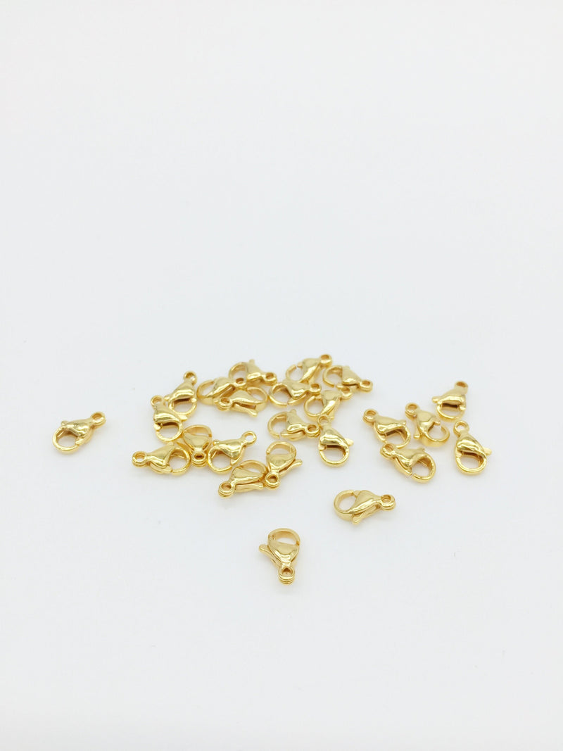 5 x 24K Gold Plated Stainless Steel Lobster Clasps, 9x6mm (SS014)