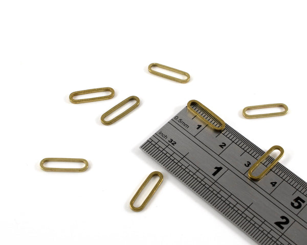 10 x Raw Brass Open Oval Connector, 15x5mm (C0153)