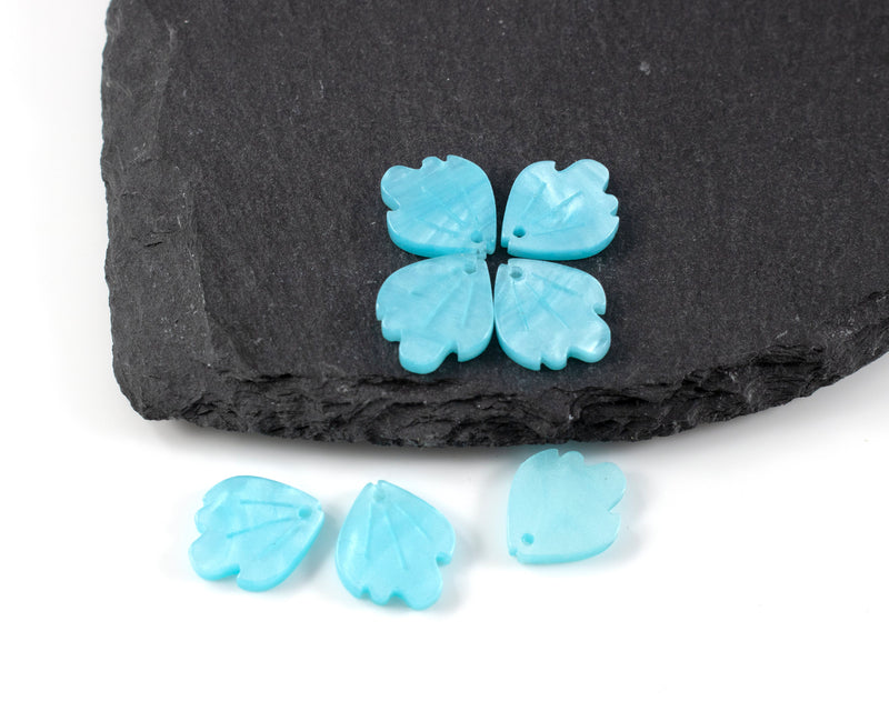 8 x Light Blue Petal Charms, 15x13mm (C0585)