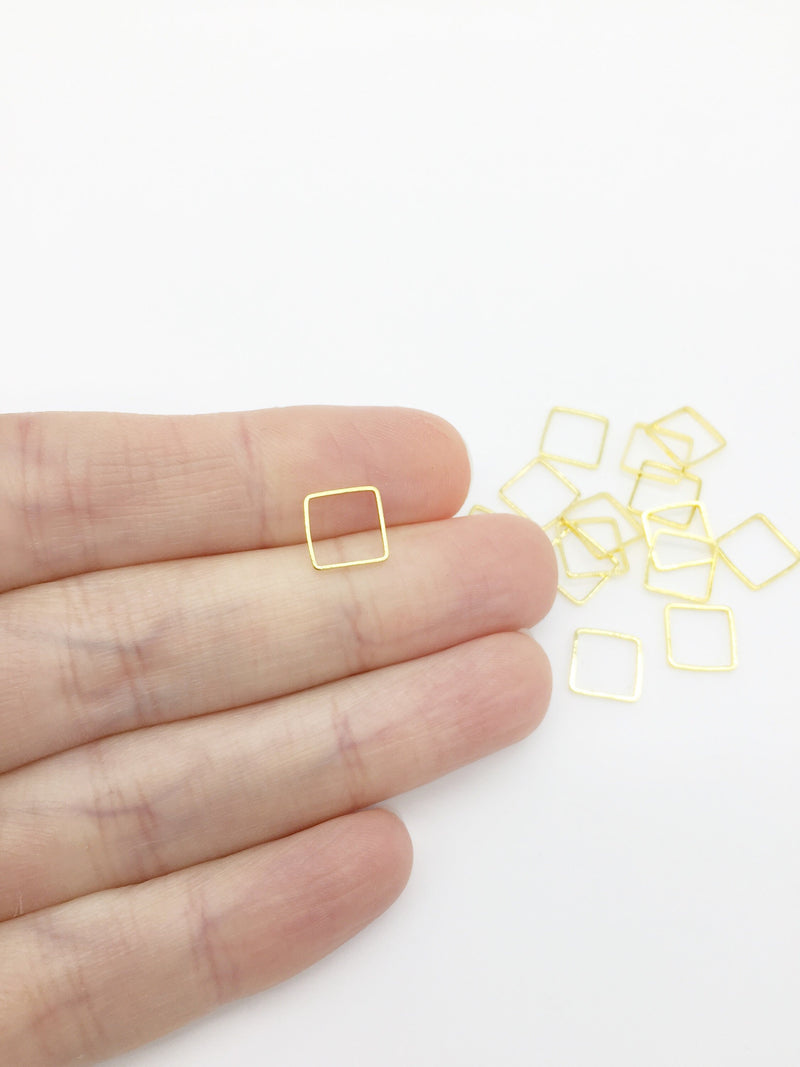 30 x Gold Square Square Metal Linking Rings, 8mm (3258G)