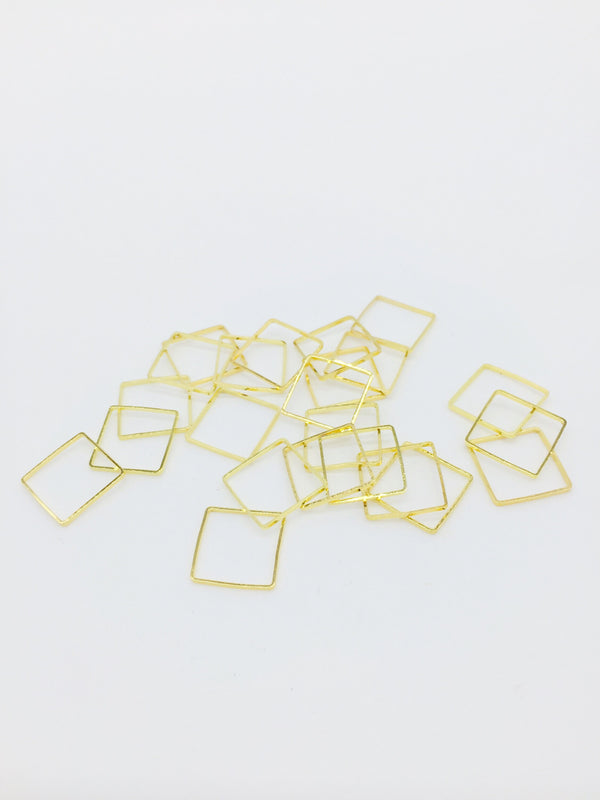 30 x Gold Square Connectors, 12mm Square Brass Linking Rings (3263)