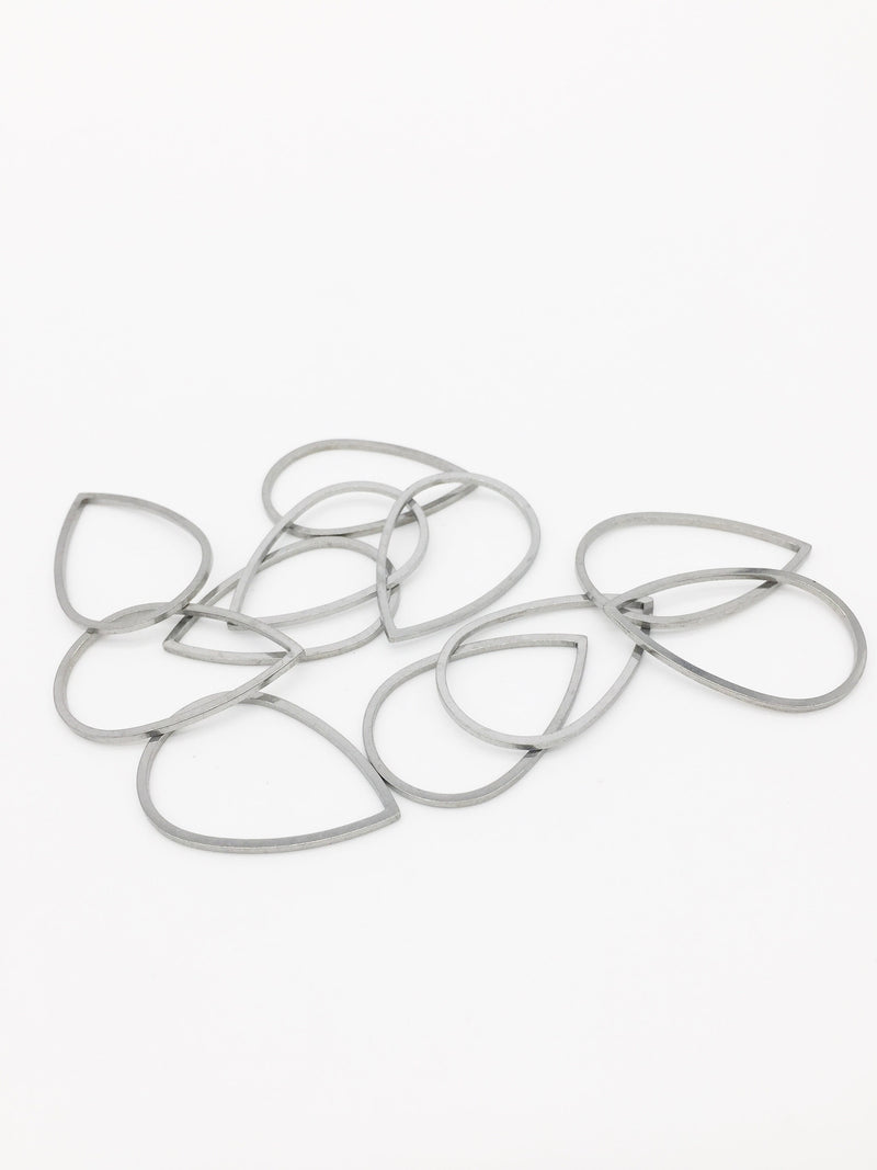 8 x Stainless Steel Teardrop Links, 29mm Teardrop Jewellery Connectors (3246)