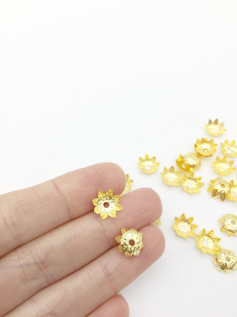 100 x Gold Filigree Flower Bead Caps, 11mm (3247)