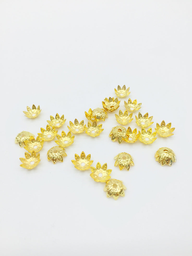 100 x Gold Filigree Flower Bead Caps, 11mm (3247)