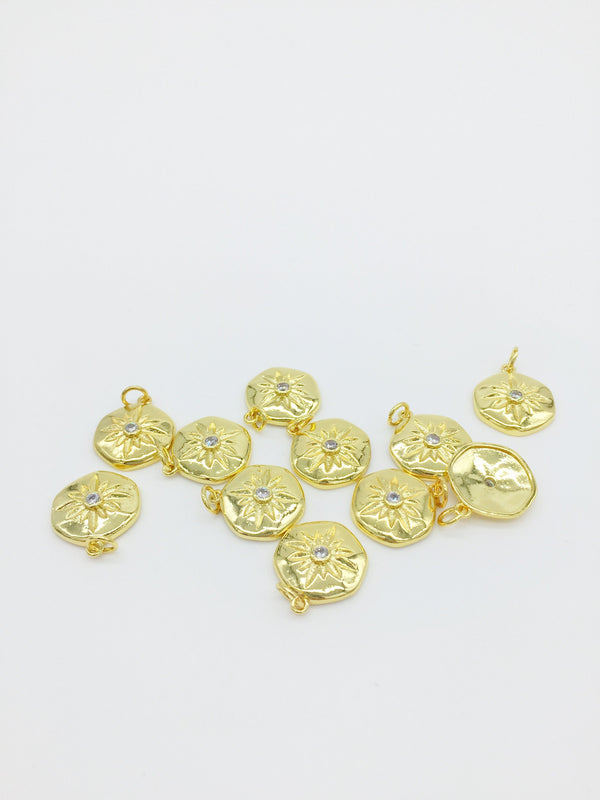 1 x 18K Gold Plated CZ Star Pendants, 13x11mm (1581)