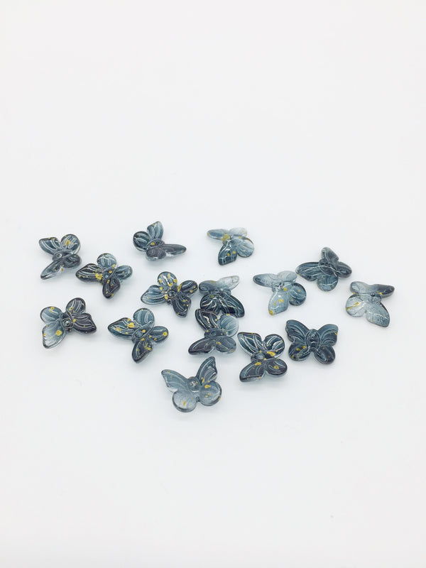 20 x Gradient Black Crystal Butterfly Charms, 11x10mm (1243)