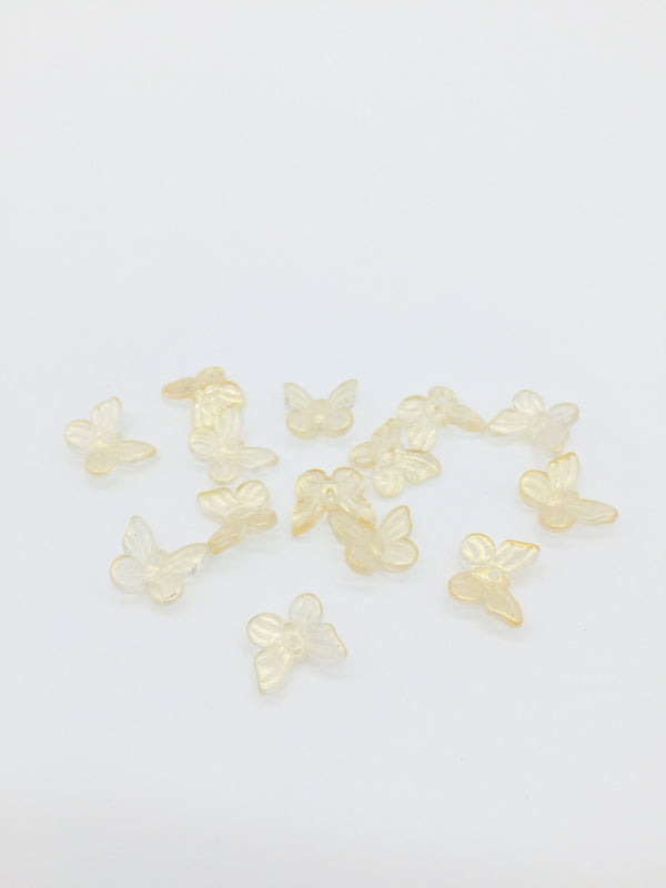 20 x Gold Glass Crystal Butterfly Charms, 11x10mm (1247)