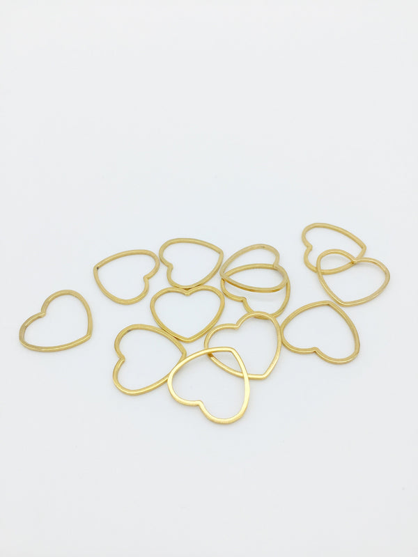 4 x Gold Plated Stainless Steel Heart Connectors, 15x16mm Gold Heart Links (1246)