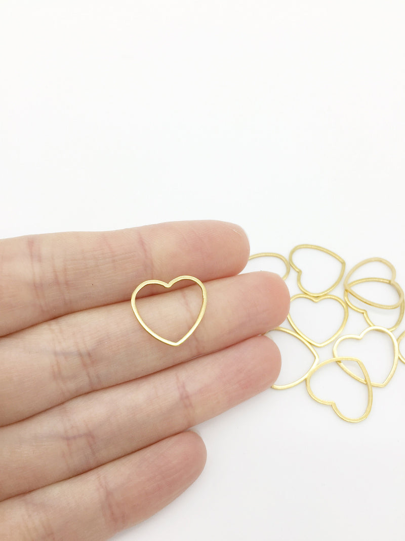 4 x Gold Plated Stainless Steel Heart Connectors, 15x16mm Gold Heart Links (1246)