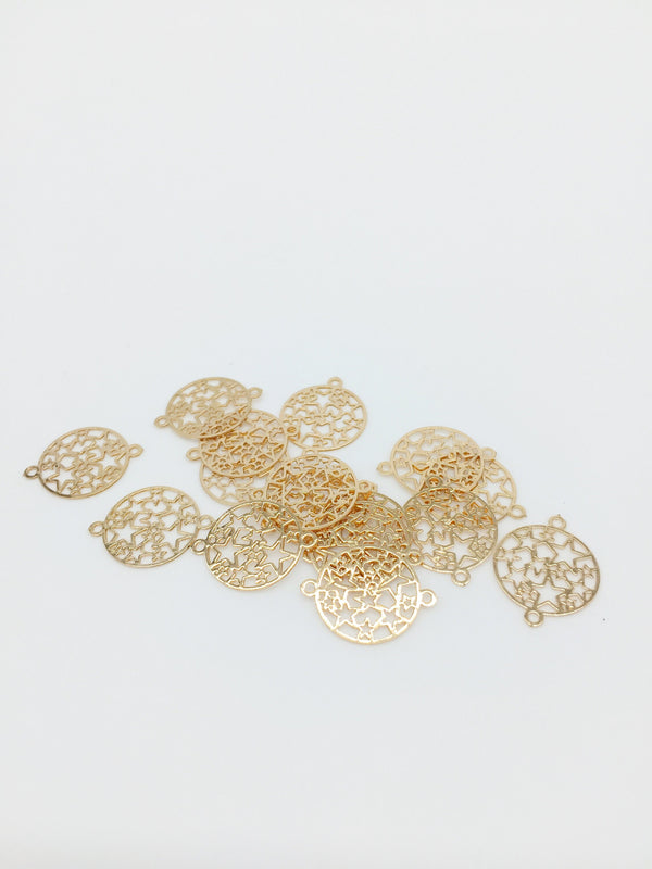 10 x Gold Plated Filigree Star Connectors, 17x13mm (0405)