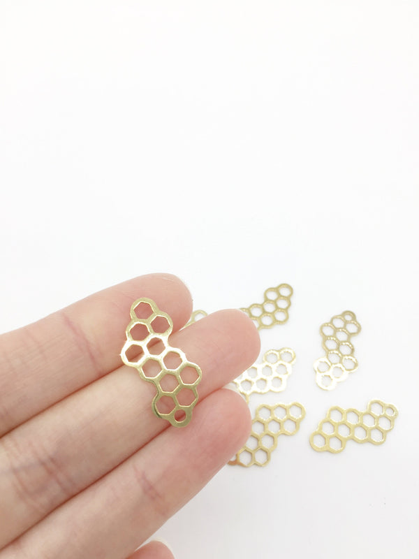 1 x 18K Gold Plated Stainless Steel Honeycomb Connectors, 25x13mm (1251)