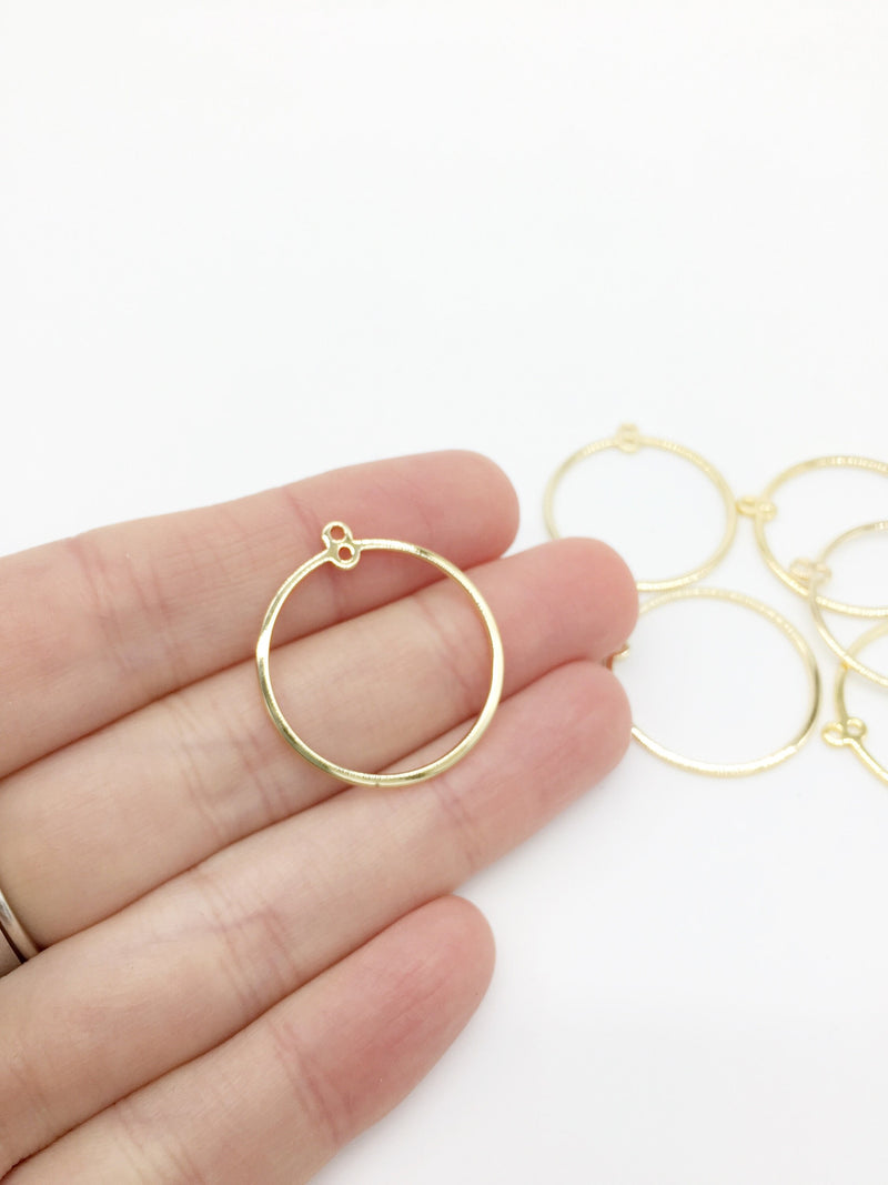 2 x 18K Gold Plated Hoop Connectors, 28x25mm (1565)