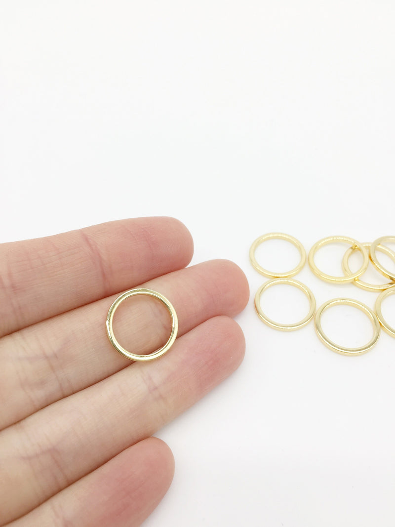 4 x 18K Gold Plated Circle Connectors, 15mm (1566)