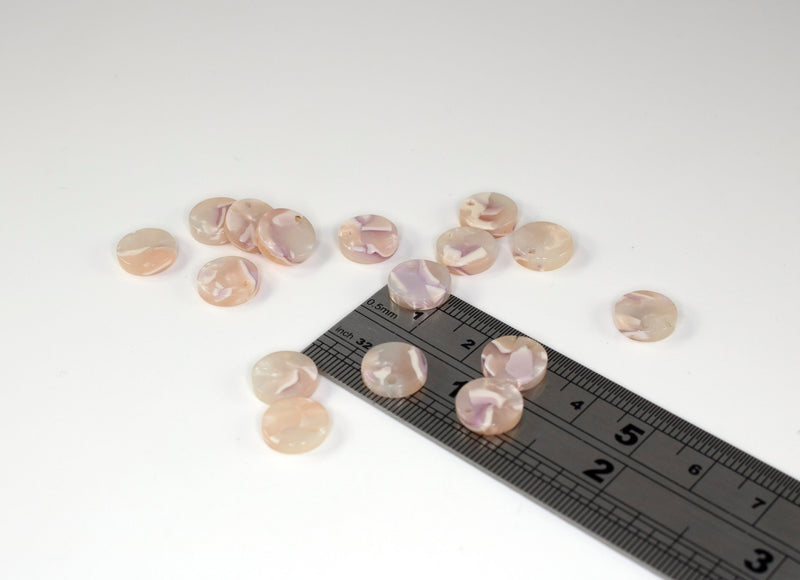 6 x Peach Blush Resin Charms, 10mm (C0574A)