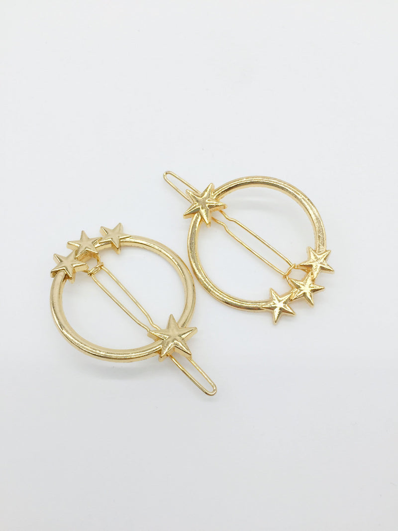 1 x Gold Plated Star Hoop Hair Clip, 54x35mm (3255)