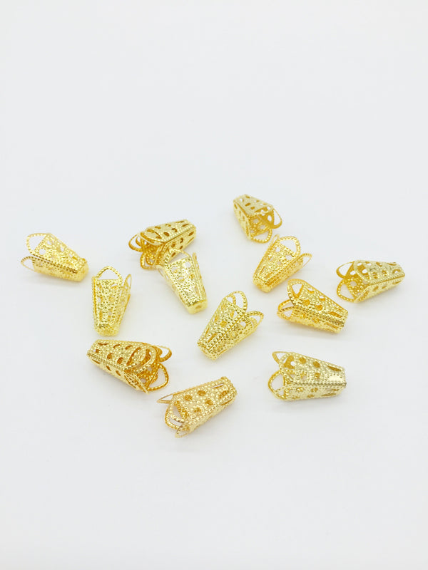 50 x Metal Gold Filigree Flower Bead Caps Conical Shape , 17x10mm (3260)