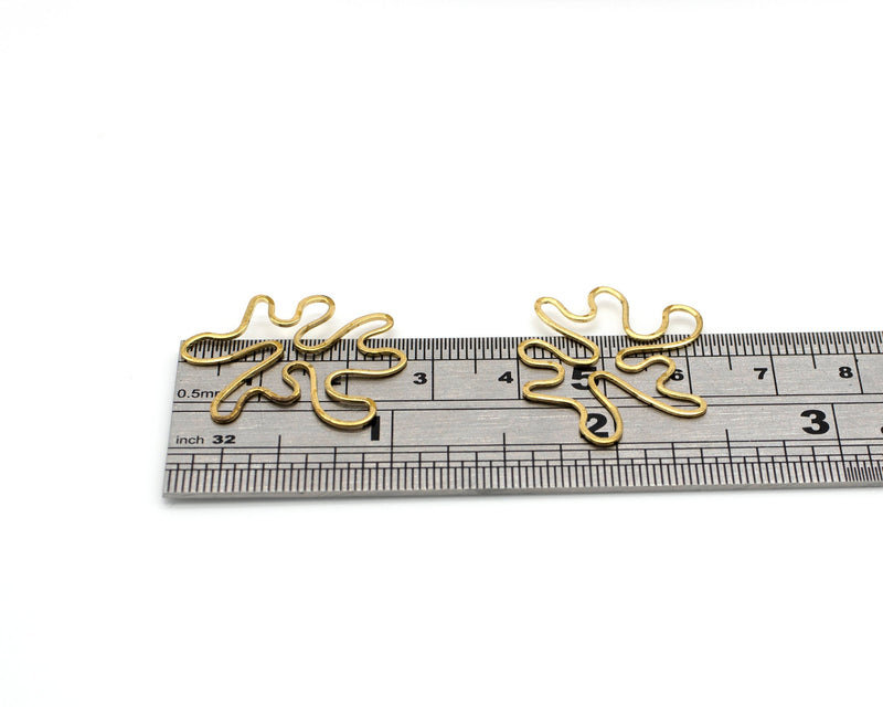 6 x Raw Brass Splash Connectors, 25x26mm (C0640)