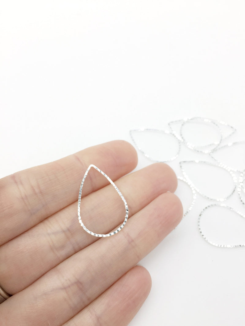 10 x Silver Plated Laser Cut Teardrop Connectors, 25x17mm Teardrop Links (3239)