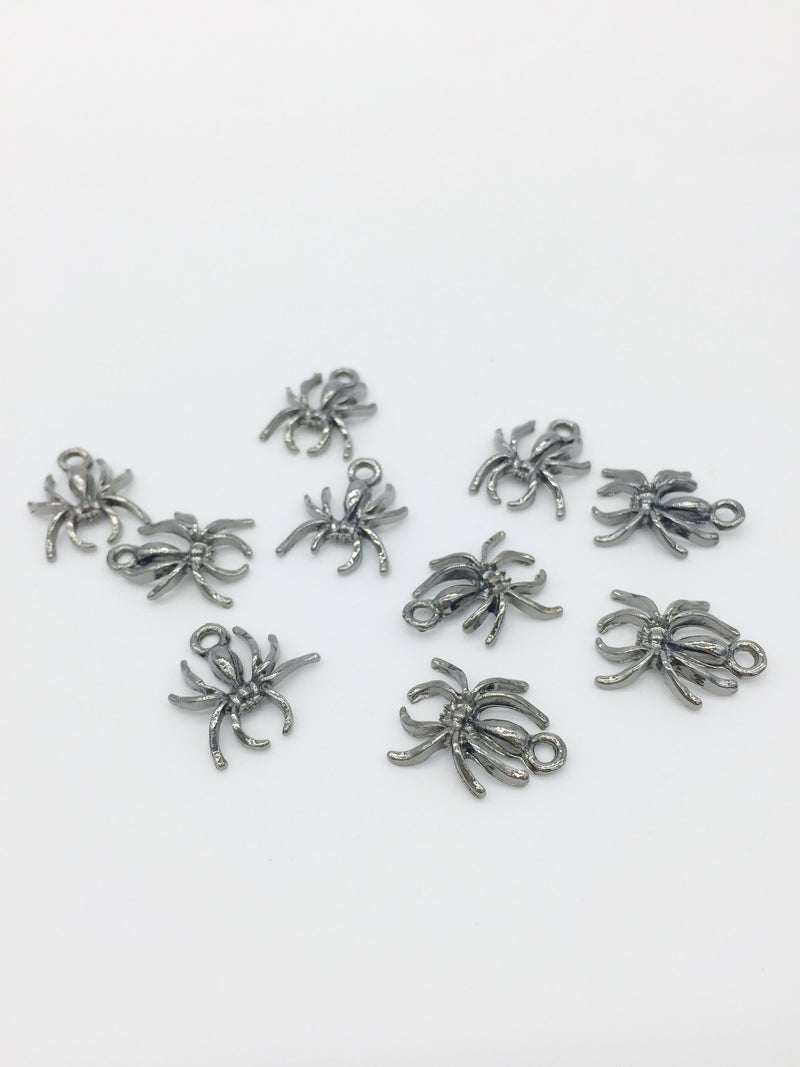 12 x Metal Spider Charms, 18x14mm Gunmetal Spider Pendants (3238)