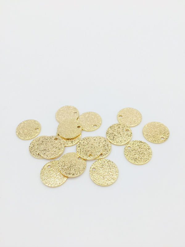 4 x 18K Gold Plated Textured Coin Charms, 12mm (1261)