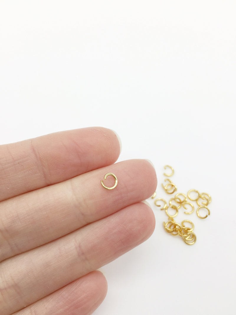 100 x Gold Plated Stainless Steel Open Rings, 5x0.8mm (3307)