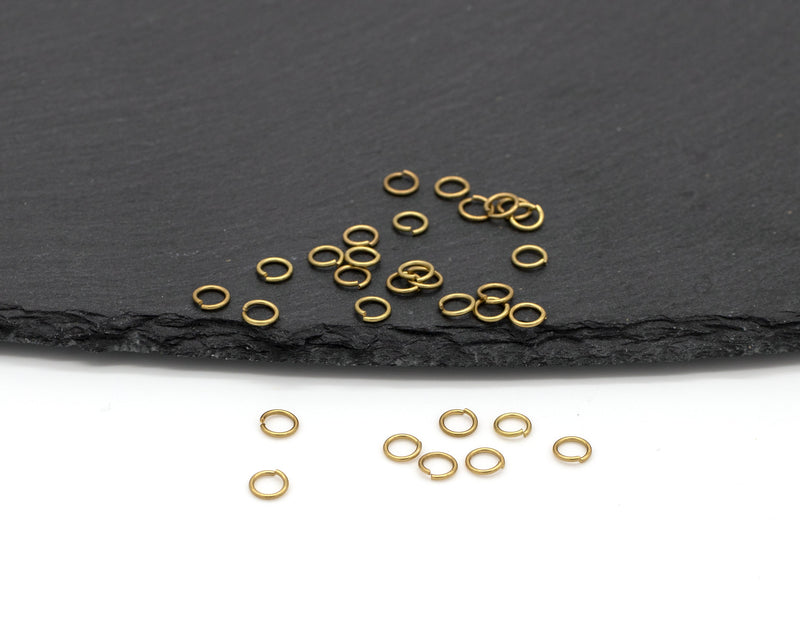 100 x Raw Brass Split Open Jump Rings, 5x0.7mm (C0480)