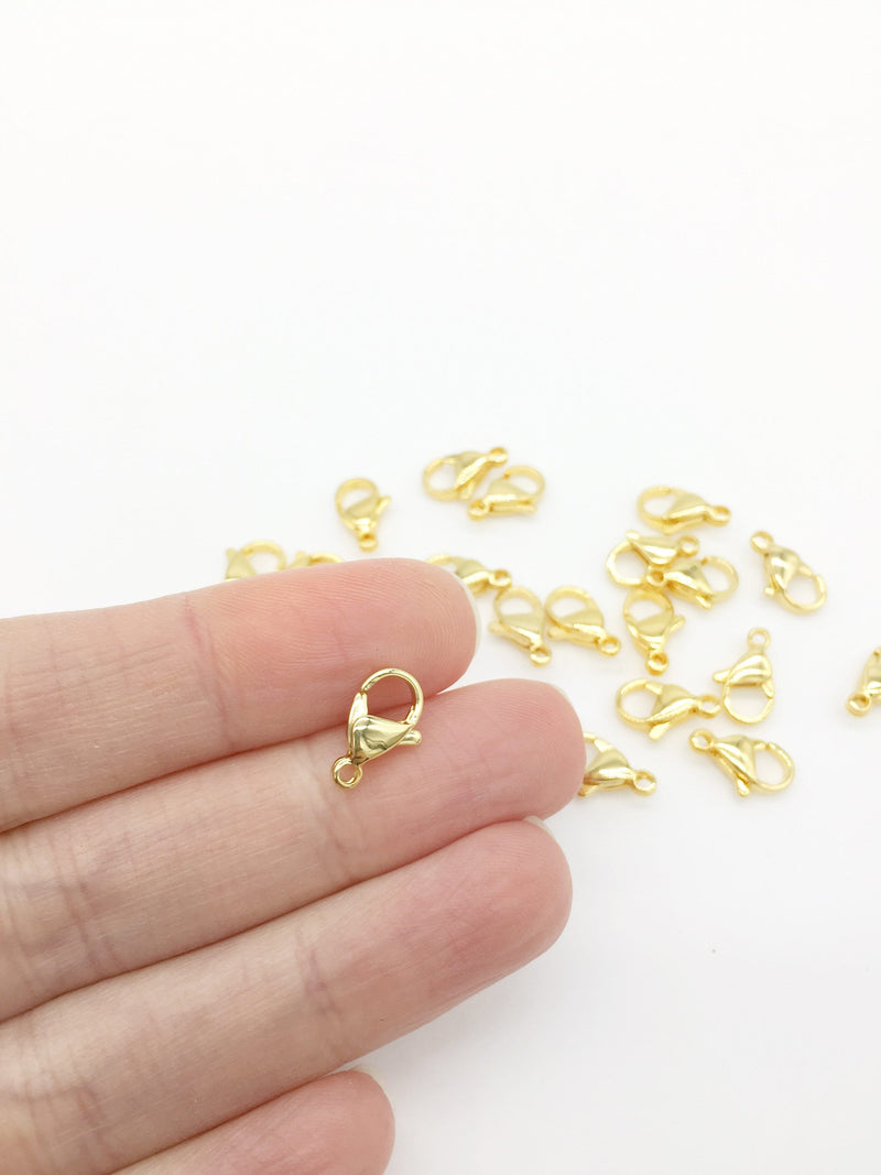 4 x 24K Gold Plated Lobster Clasps, 12x7mm (SS016)