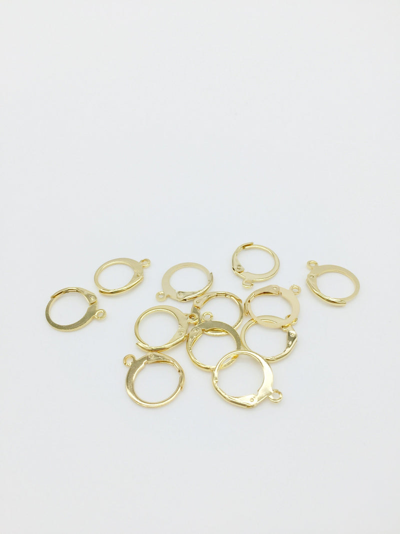 5 pairs x 24K Gold Plated Leverback Earring Hoops, 14x12.5mm (1072)