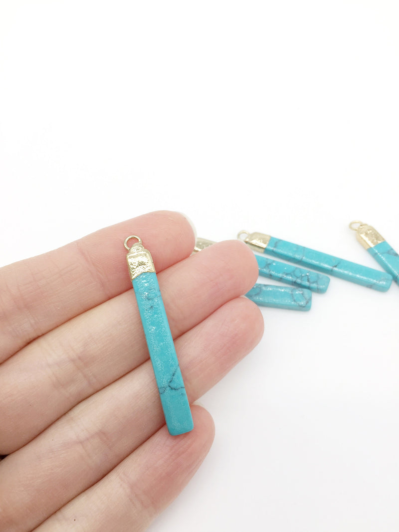 1 x Turquoise Imitation Bar Pendants, 44x5mm (1174)