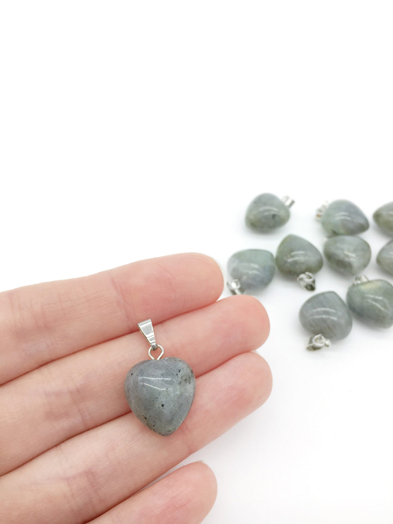 1 x Puffy Heart Labradorite Pendant, 19x15mm (1540)