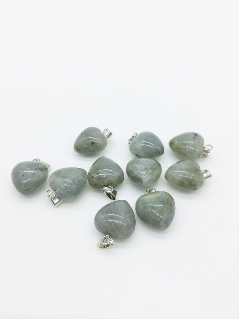 1 x Puffy Heart Labradorite Pendant, 19x15mm (1540)