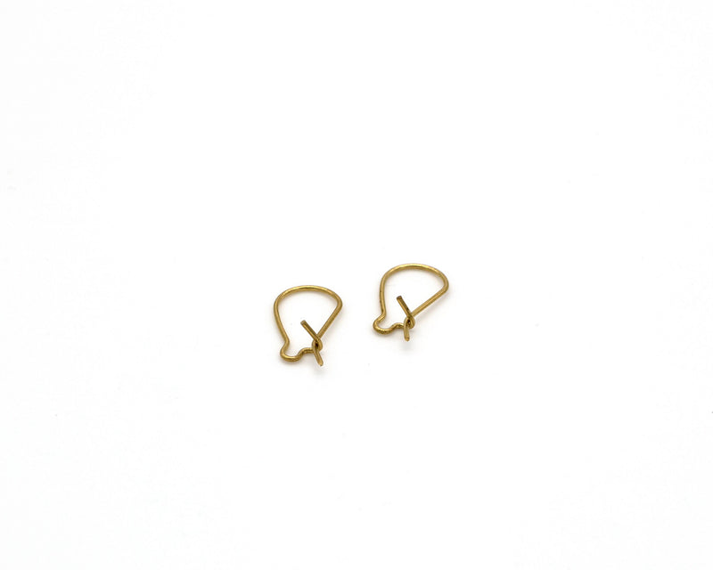 25 pairs x Raw Brass Kidney Ear Wire, 15mm (C0646)