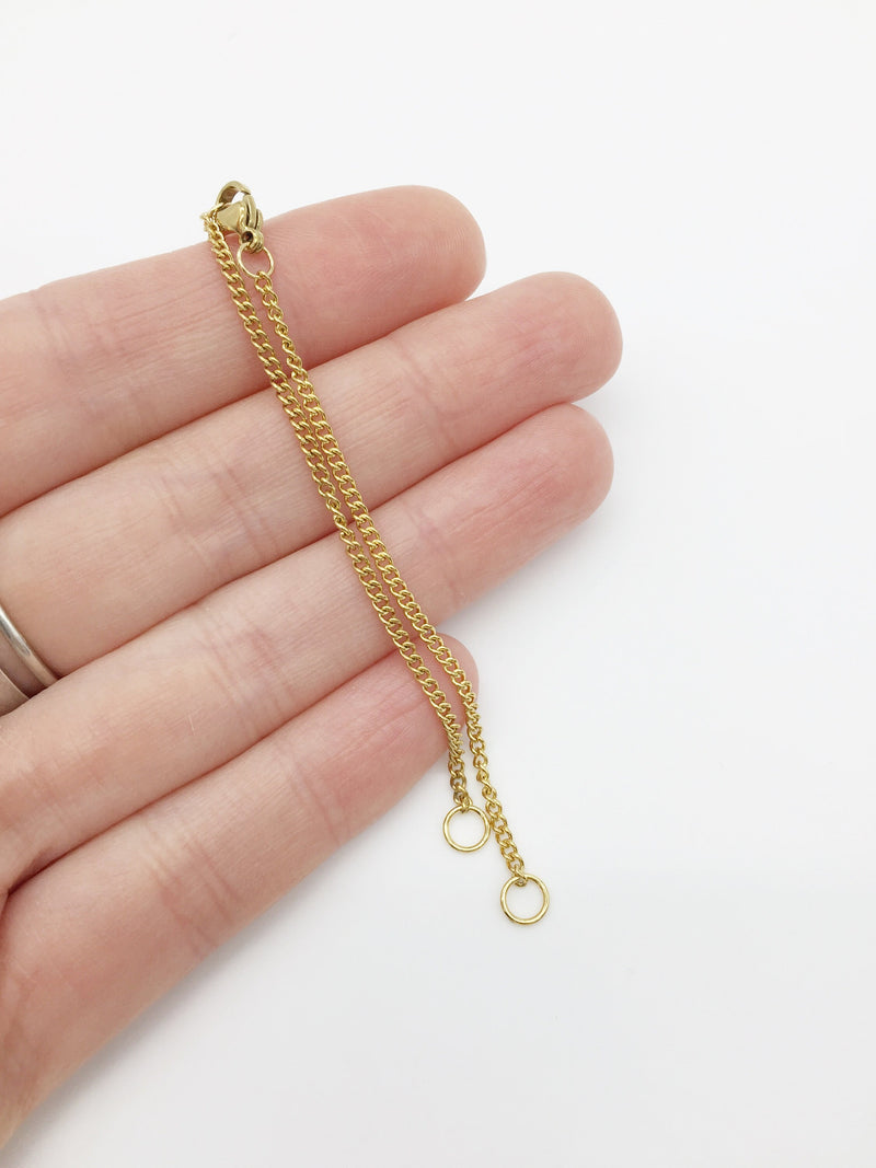 1 x Gold Plated Stainless Steel Bracelet Chain Blanks (3500)