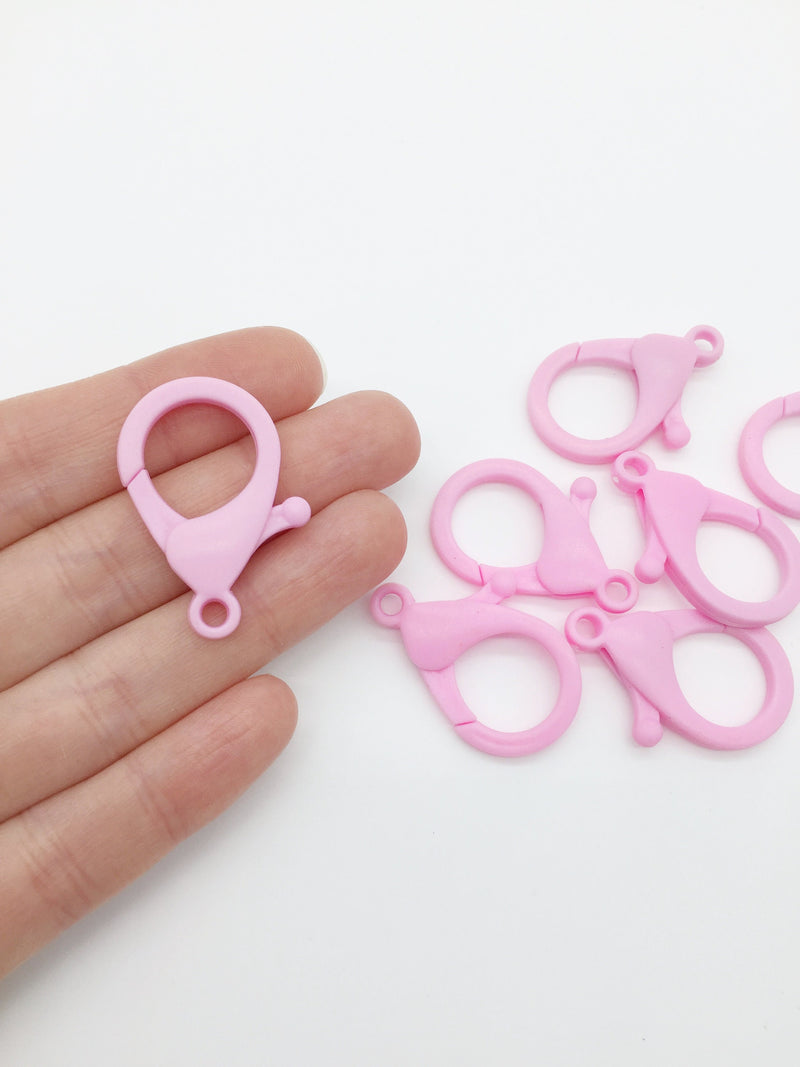 6 x Pink Plastic Lobster Clasps, 35x25mm (3503)