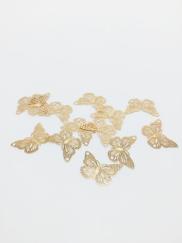 12 x Gold Plated Butterfly Filigree Connectors, 19x14mm (1256)