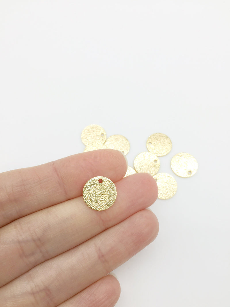 4 x 18K Gold Plated Textured Coin Charms, 12mm (1261)