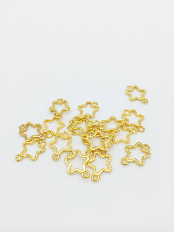 12 x Small Gold Star Open Back Bezel Connectors, 16.5x12mm (1266)