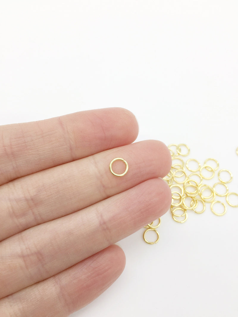 100 x 18K Gold Plated Stainless Steel Open Rings, 6x0.8mm (3849)