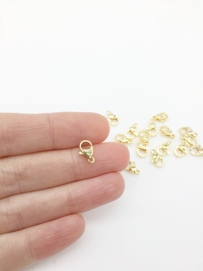 5 x 24K Gold Plated Lobster Clasps, 10x6mm (SS015)