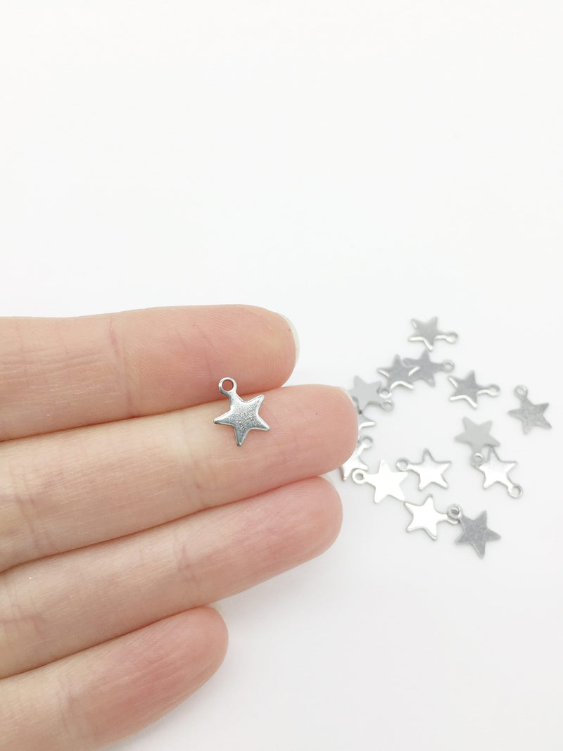 16 x Stainless Steel Star Pendants, 9.5x8mm (1073)