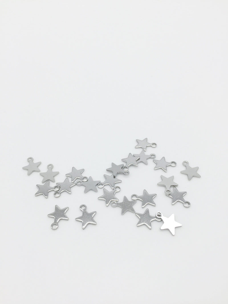 16 x Stainless Steel Star Pendants, 9.5x8mm (1073)