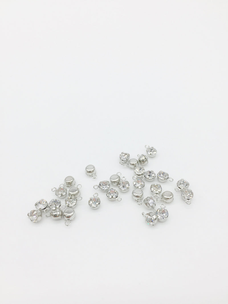 20 x Tiny Silver Tone Crystal Charms, 7x5 mm (1180)