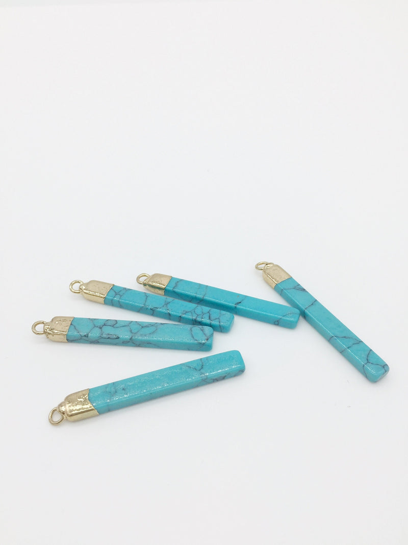 1 x Turquoise Imitation Bar Pendants, 44x5mm (1174)